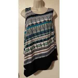 CoCo Bianco Multicolor Sleeveless Tunic Size Large Abstract Geometric Shapes